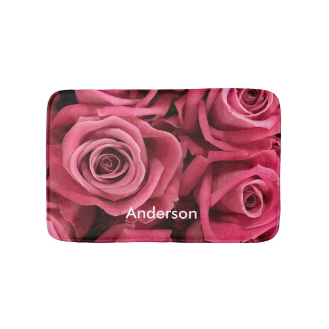 Tapete De Banheiro Rosas Rosa Personalizadas - Esquerda (frente)