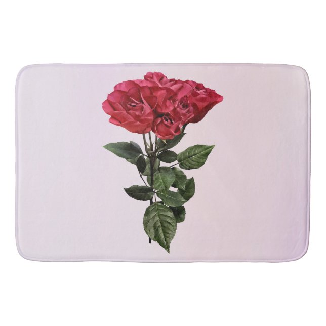 Tapete De Banheiro Rosas Vermelhas e Folhas (Frente)