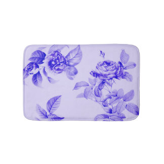 Tapete De Banheiro Rosas-Vintage Flores Românticas Lavanda Azul