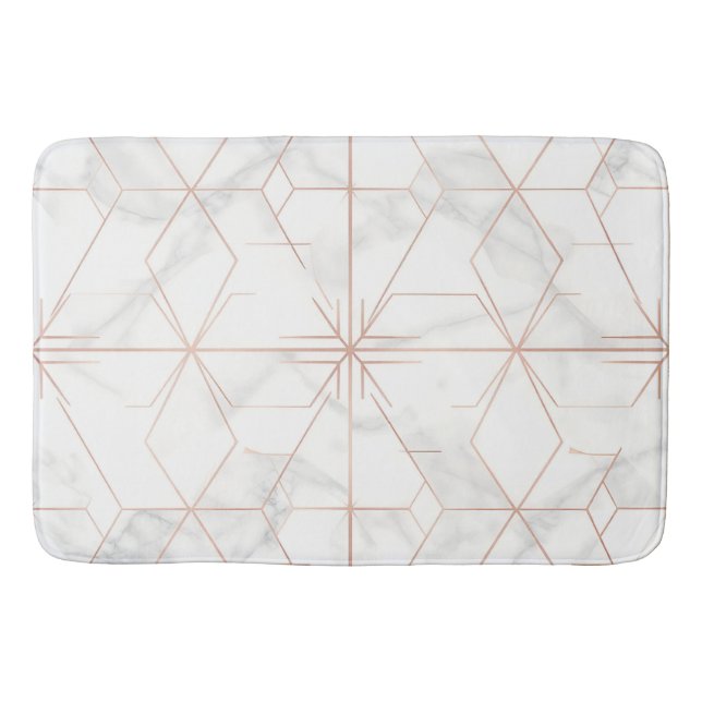 Tapete De Banheiro Rose Gold Marble Geometric Pattern (Frente)
