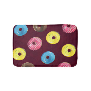 Tapete De Banheiro Rosquinhas Ruby: Padrão Sem Costura De Aquarela.