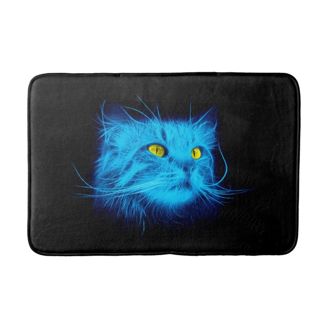 Tapete De Banheiro Rosto de Gato Azul (Frente)