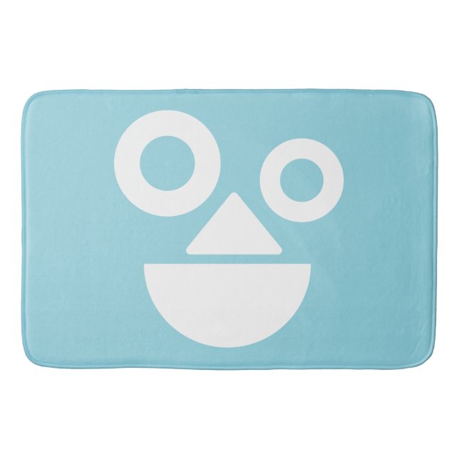Tapete De Banheiro Rosto divertido mínimo azul engraçado (Frente)