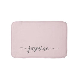 Tapete De Banheiro Roteiro de Nome Monograma Feminino Rosa Bege Minim