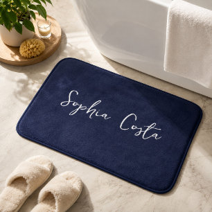 Tapete De Banheiro Roteiro Moderno da Assinatura Personalizada Azul T