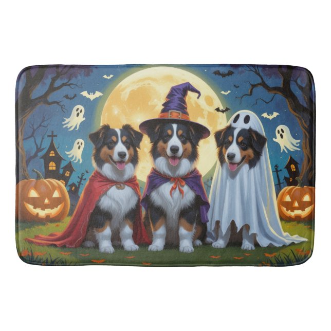 Tapete De Banheiro Rough Collie Dogs Pumpkin Halloween Engraçado (Frente)