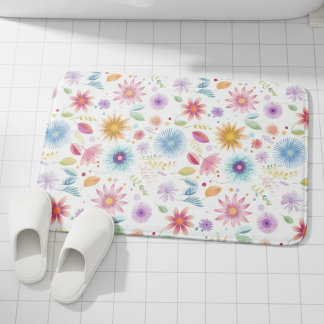 Tapete De Banheiro Roxo Azul Rosa Boho Flor Silvestre