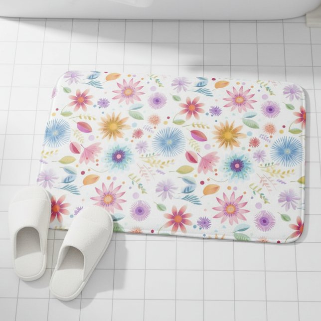 Tapete De Banheiro Roxo Azul Rosa Boho Flor Silvestre (Criador carregado)