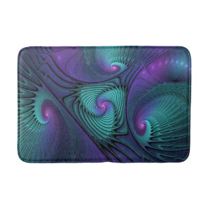 Tapete De Banheiro Roxo encontra Arte Fractal abstrato Turquesa moder