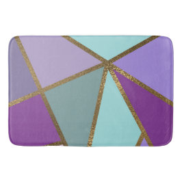 Tapete De Banheiro Roxo Rosa Azul Turquesa e Dourado Bronze Geométric