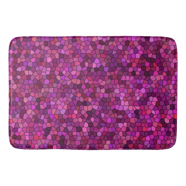 Tapete De Banheiro Roxo Rosa Mosaico  (Frente)