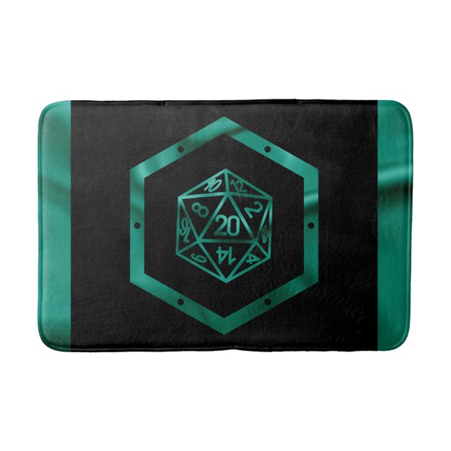 Tapete De Banheiro RPG Dice | Emerald Fantasy Tabletop Retro Gamer (Frente)