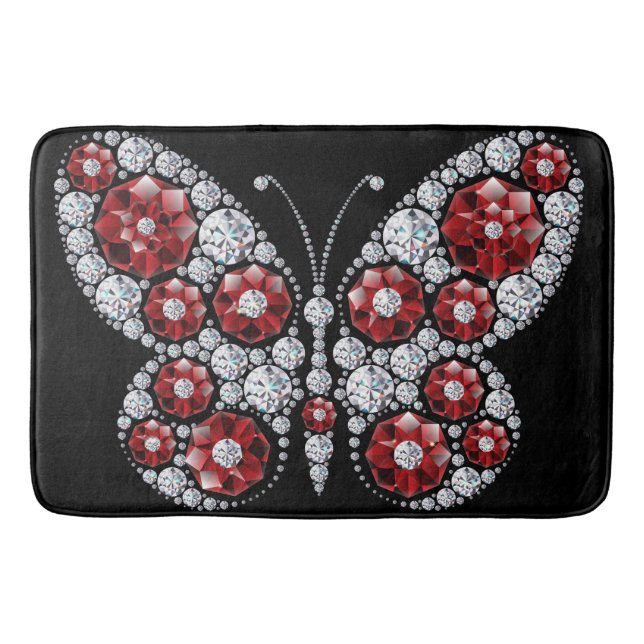 Tapete De Banheiro Ruby e Emerald Rhinestone Butterfly (Frente)