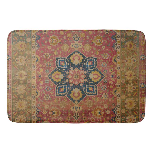 Tapete De Banheiro Rug Pérsico asiático Dourado Caxemira Vermelho (Frente)