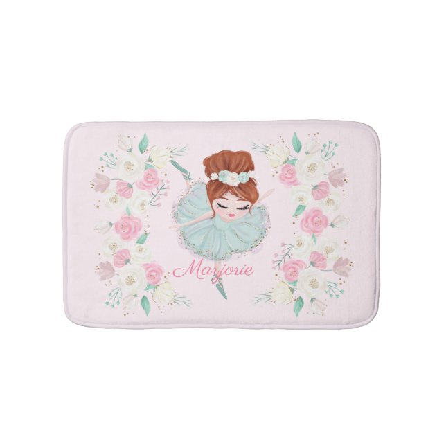 Tapete De Banheiro Ruiva Personalizada Ballerina Rosa (frente)