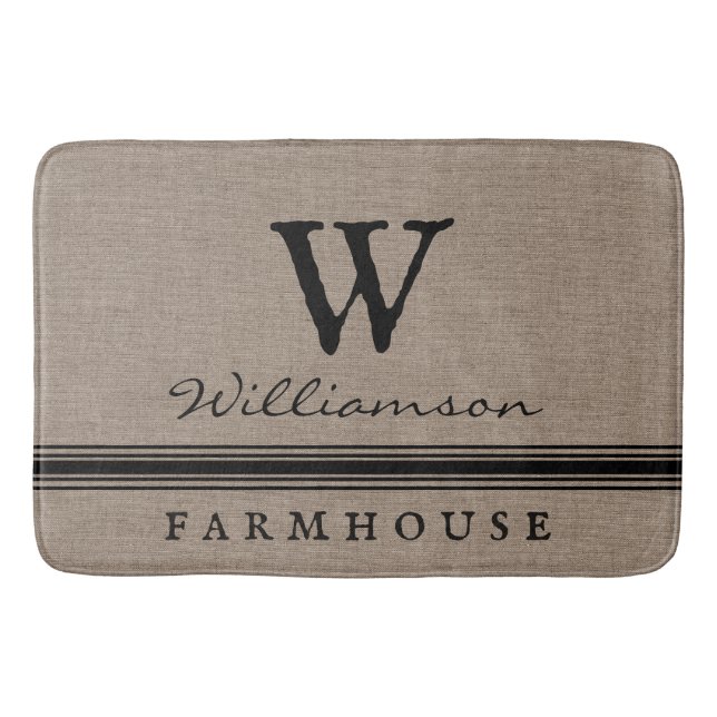 Tapete De Banheiro Russo Farmhouse Style Burlap Family Name País (Frente)