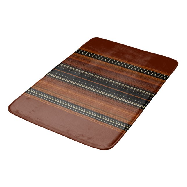 Tapete De Banheiro Rust Brown Modern Stripes   (Angulado)