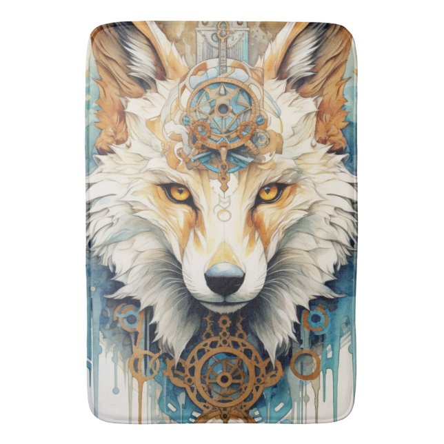 Tapete De Banheiro Rustclaw Steampunk Wolf (Frente Vertical)