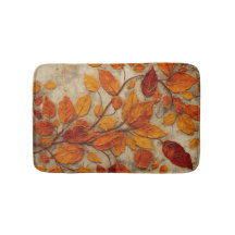 Rustic Burnt Orange Red Tan Botanical Fall Leaves