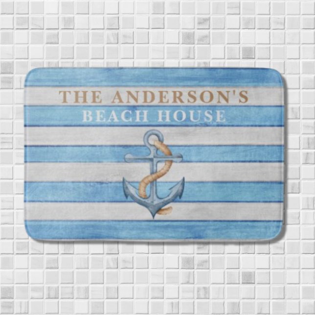 Tapete De Banheiro Rustic Family Beach House Stripes Náuticas (Criador carregado)