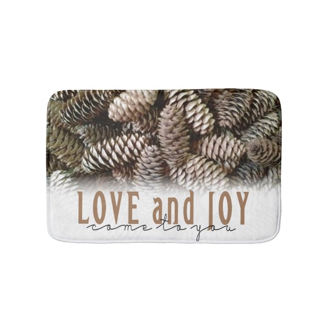 Tapete De Banheiro Rustic Holiday Love and Joy Pine Cone (frente)