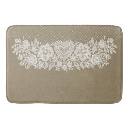 Tapete De Banheiro Rustic Kraft & Renda de Lace Lacy Farmhouse