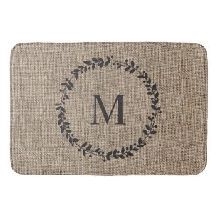 Tapete De Banheiro Rustic Laurel Wreath Farmhouse Style Monogramas S