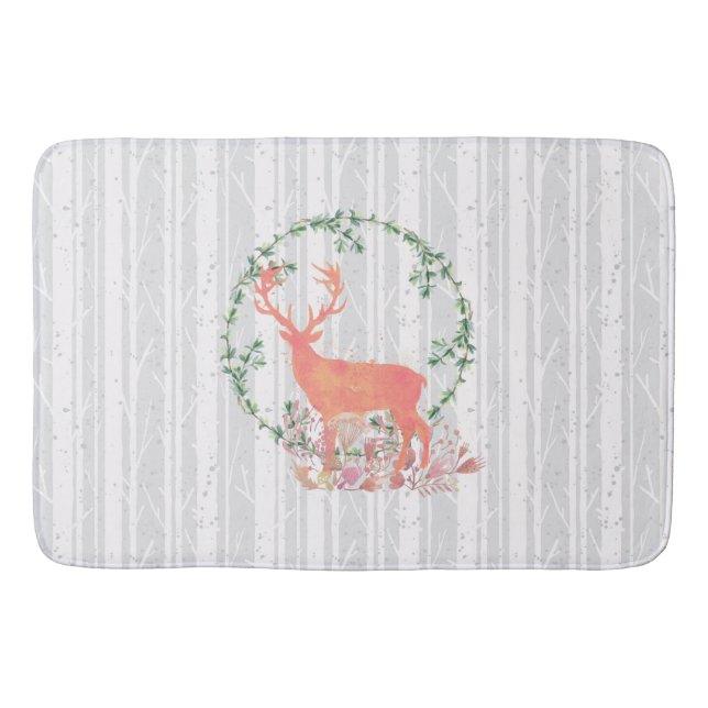 Tapete De Banheiro Rustic Reindeer Boho Watercolor (Frente)