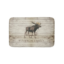 Tapete De Banheiro Rustic Wood Moose Family Name Shower Curtain