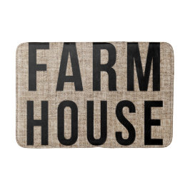 Tapete De Banheiro Saco de aniagem rústico com letras pretas FARMHOUS