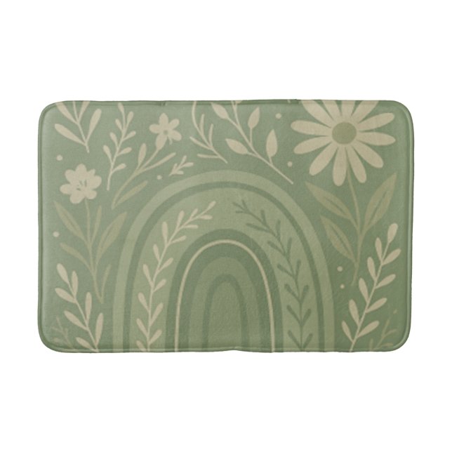 Tapete De Banheiro Sage green Boho Bath Mat (Frente)