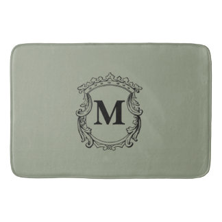 Tapete De Banheiro Sage Green Custom Monogram Crest