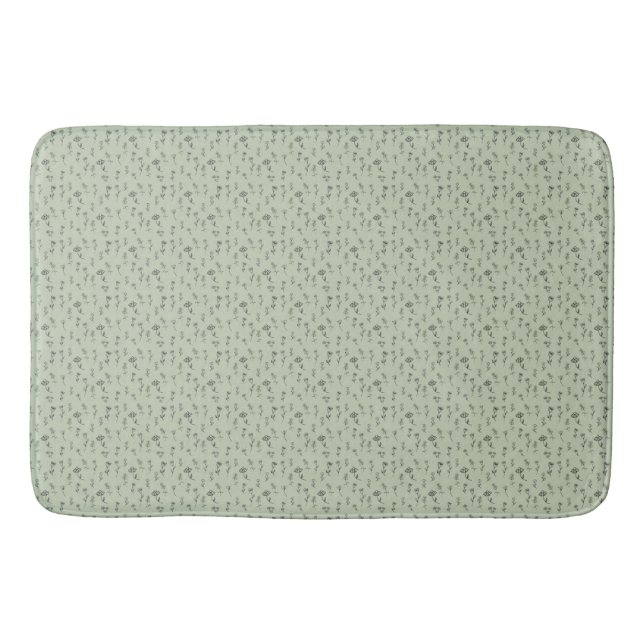 Tapete De Banheiro Sage Green Floral Pattern  (Frente)