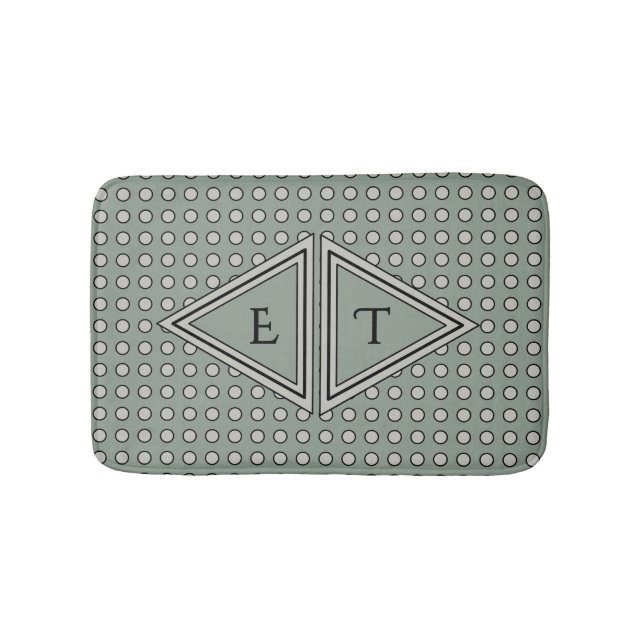 Tapete De Banheiro Sage Green Modern Monogram Decor (frente)
