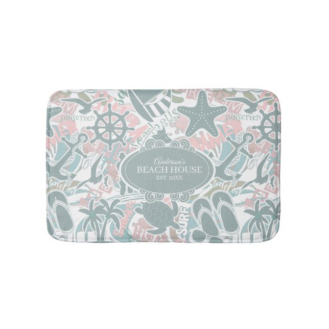 Tapete De Banheiro Sage náutica de colagem de praia ID840 (frente)