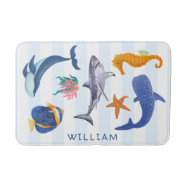 Tapete De Banheiro Salve nossos mares | Crianças de animais marinhos 