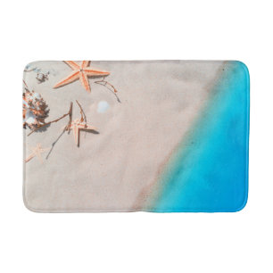 Tapete De Banheiro Sandy Tropical Beach Starfish Seashell