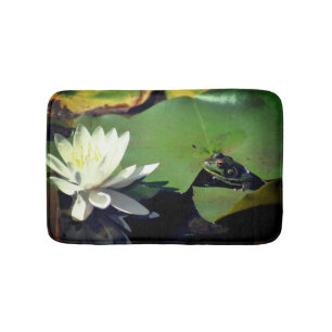 Tapete De Banheiro Sapo Admitindo Água Lily Lotus Flor