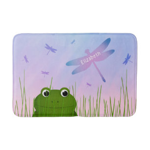 Tapete De Banheiro sapo de desenho animado espreitando através de gr
