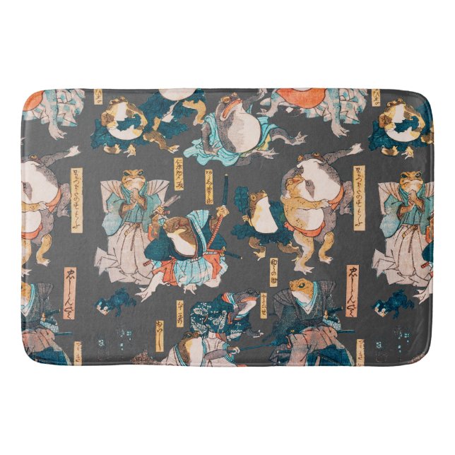Tapete De Banheiro Sapo japonês ukiyo-e Froggies (Frente)