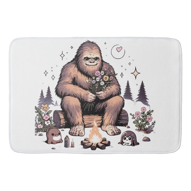 Tapete De Banheiro Sasquatch Segurando Flores (Frente)