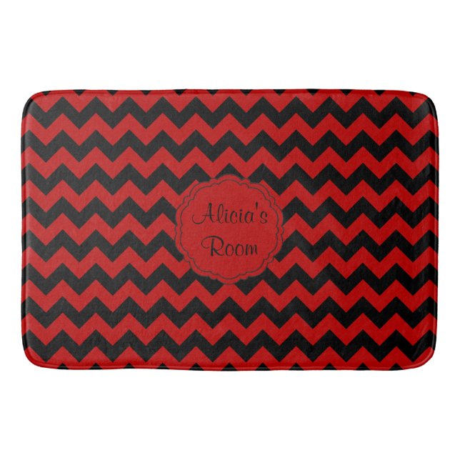 Tapete De Banheiro SC Chevron Bath Mat-Red-Black (Frente)