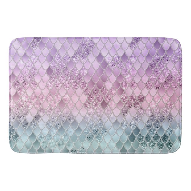 Tapete De Banheiro Scales de Sereia com Glitter #2a (Faux Glitter) #s (Frente)