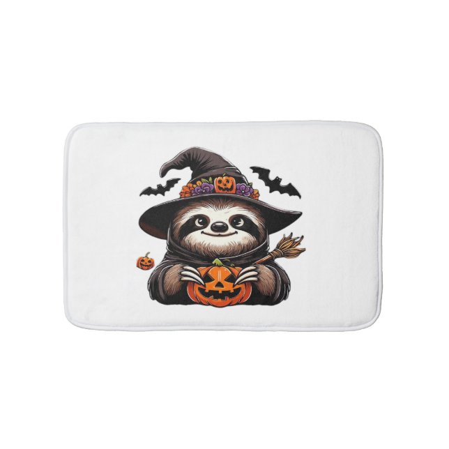 Tapete De Banheiro Scary Halloween Sloth Witch Hat Costume Spooky Sea (frente)