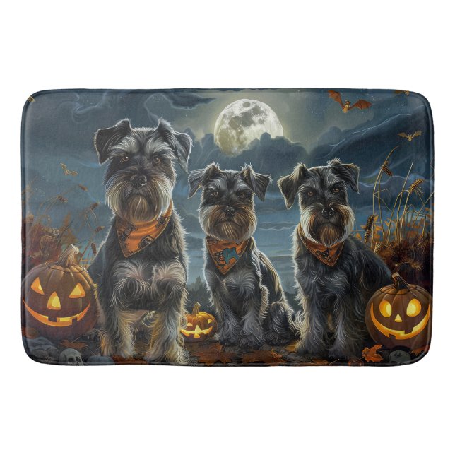 Tapete De Banheiro Schnauzer Halloween Spooky (Frente)