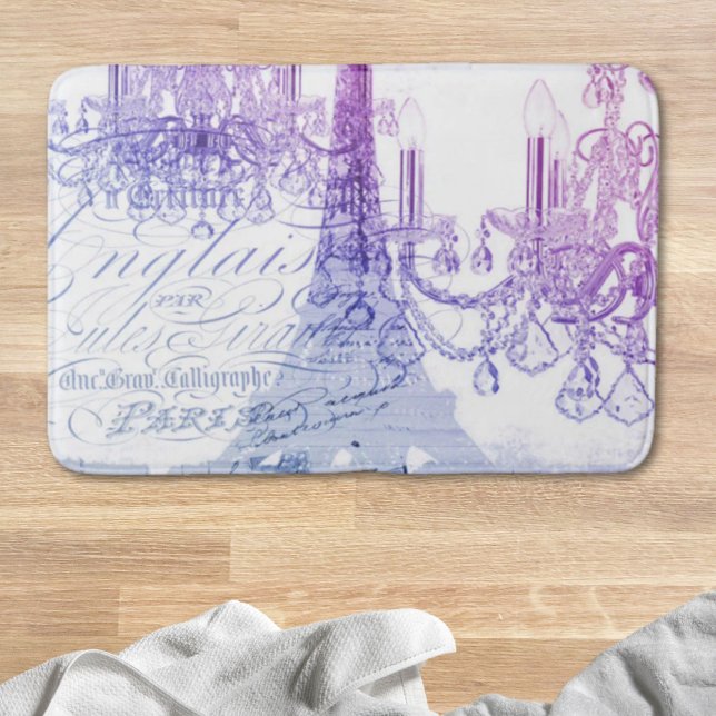 Tapete De Banheiro scripts chandelier paris eiffel torre púrpura (scripts purple chandelier paris eiffel tower bath mat)