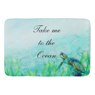 Tapete De Banheiro Sea Turtle Ocean Beach Art Elegante Chic Tropical