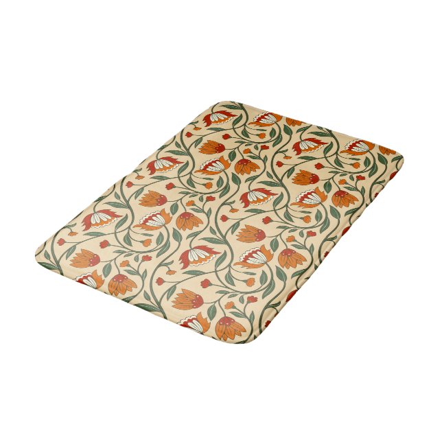Tapete De Banheiro Seamless floral pattern in beige background (Angulado)
