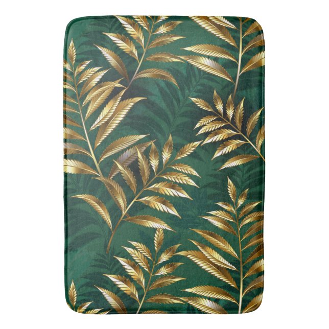 Tapete De Banheiro Seamless pattern with golden ferns (Frente Vertical)