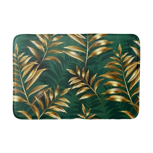 Tapete De Banheiro Seamless pattern with golden ferns (Frente)